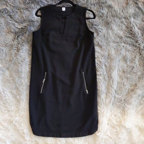 Gap Women's Black Split Zip Pocket Dress Size 6T - Picture 1 of 7
